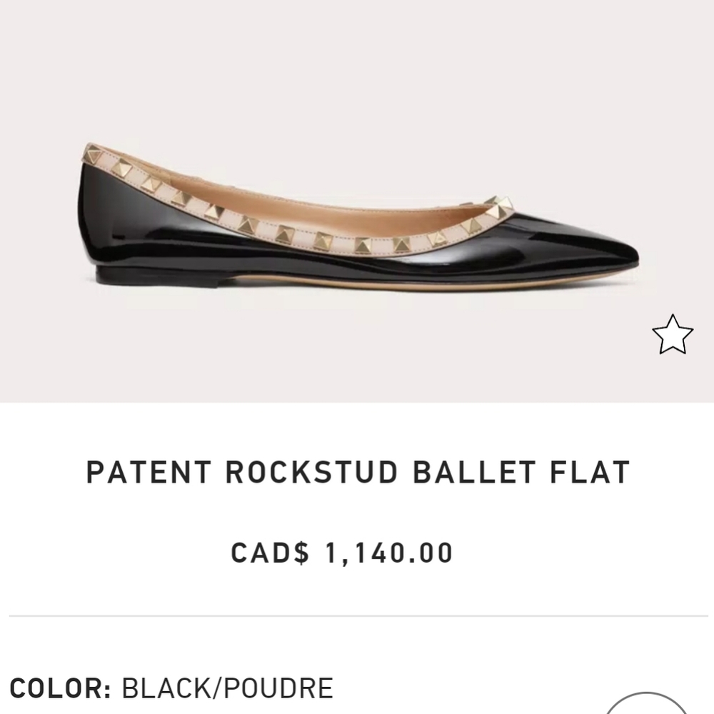 Valentino Garavani Black Patent Rockstud Ballet Flats